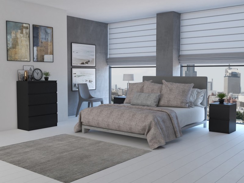 Komoda Malwa M4 z szufladami do salonu 70 cm czarny