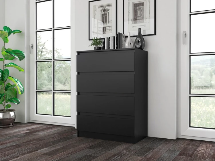 Komoda Malwa M4 z szufladami do salonu 70 cm czarny