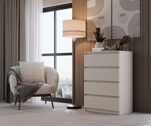 Komoda Malwa M4 z szufladami do salonu 70 cm kaszmir