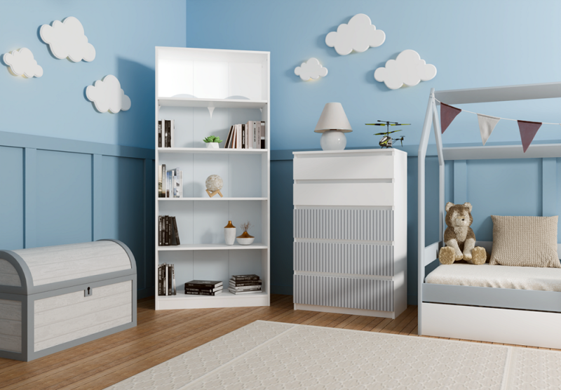 Komoda Malwa M5 Arteso z szufladami do pokoju dziecięcego 70 cm biały/niebieski