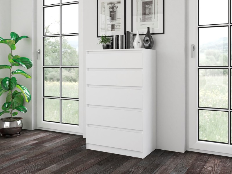 Komoda Malwa M5 z szufladami do salonu 70 cm biały