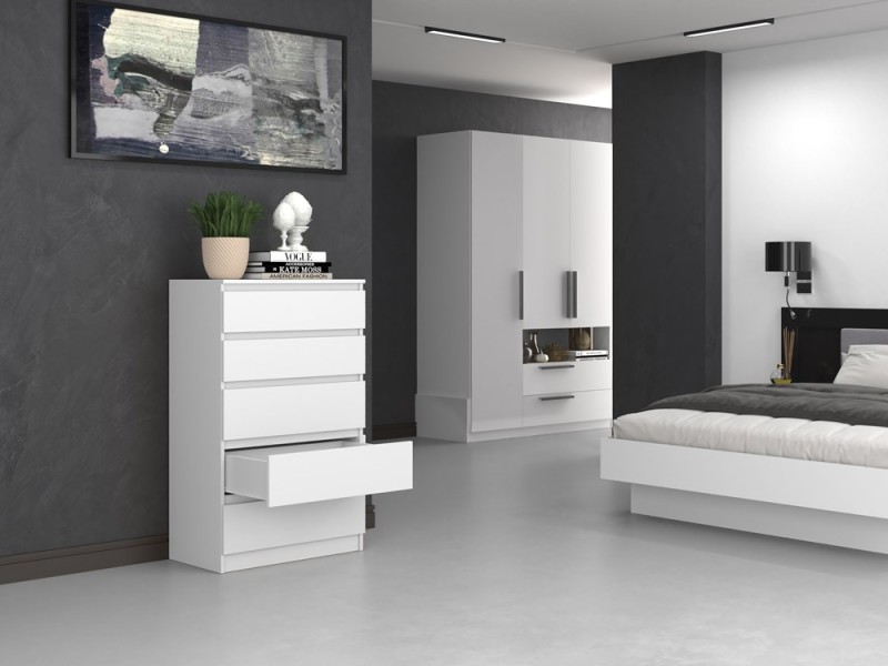 Komoda Malwa M5 z szufladami do salonu 70 cm biały