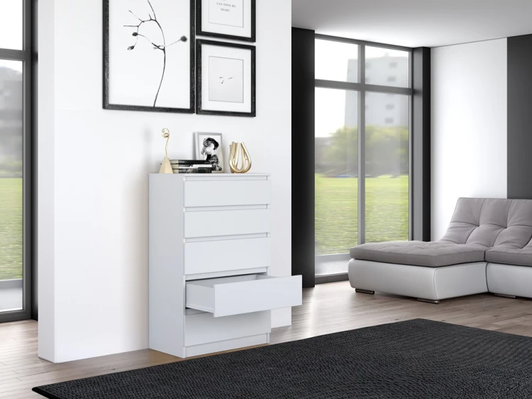 Komoda Malwa M5 z szufladami do salonu 70 cm biały