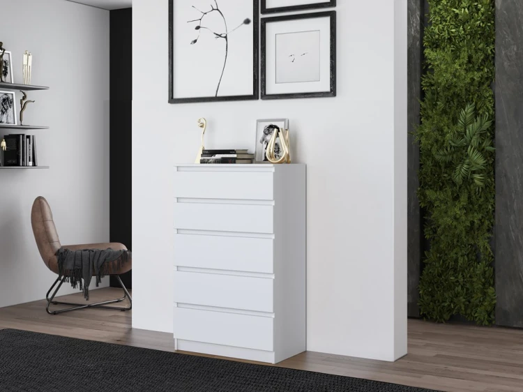Komoda Malwa M5 z szufladami do salonu 70 cm biały