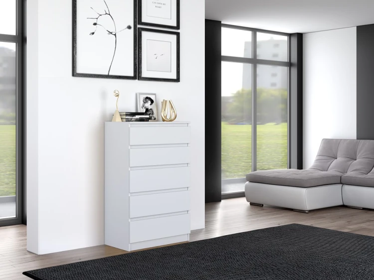 Komoda Malwa M5 z szufladami do salonu 70 cm biały