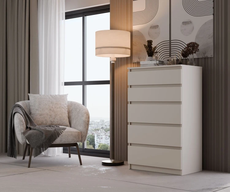 Komoda Malwa M5 z szufladami do salonu 70 cm kaszmir