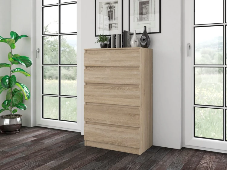 Komoda Malwa M5 z szufladami do salonu 70 cm dąb sonoma