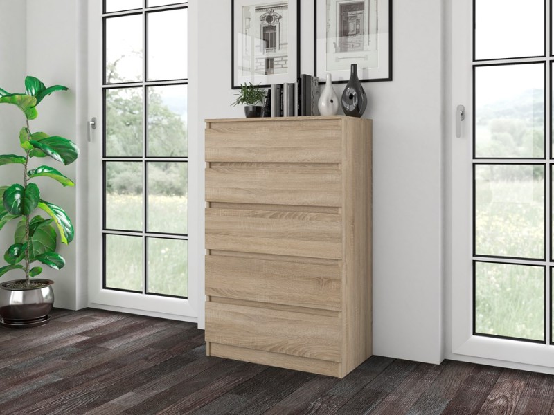 Komoda Malwa M5 z szufladami do salonu 70 cm dąb sonoma