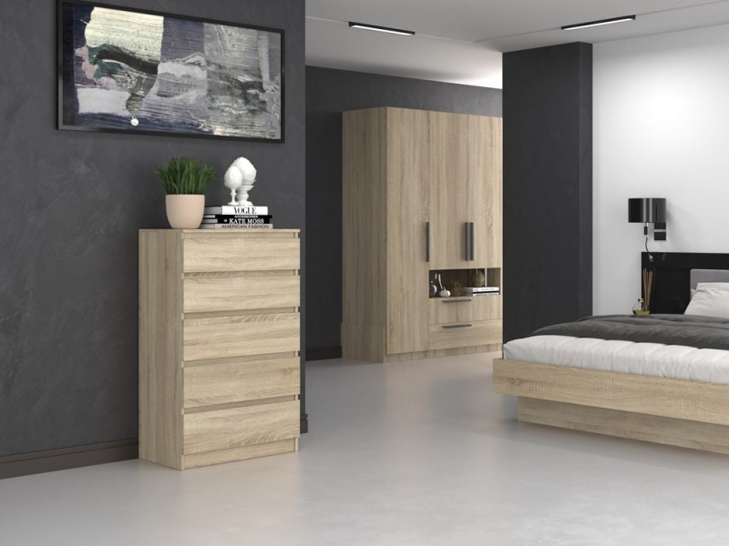 Komoda Malwa M5 z szufladami do salonu 70 cm dąb sonoma