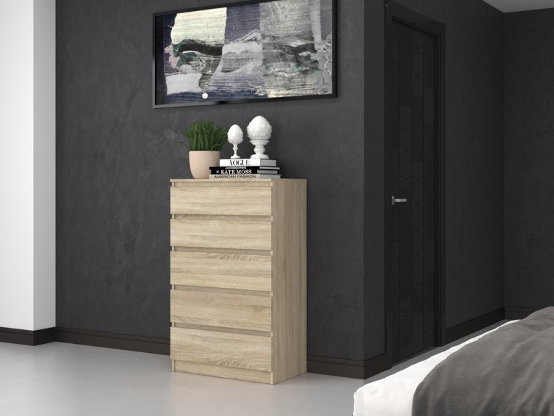 Komoda Malwa M5 z szufladami do salonu 70 cm dąb sonoma