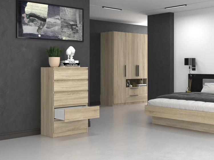 Komoda Malwa M5 z szufladami do salonu 70 cm dąb sonoma