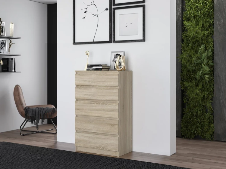 Komoda Malwa M5 z szufladami do salonu 70 cm dąb sonoma