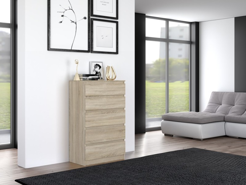 Komoda Malwa M5 z szufladami do salonu 70 cm dąb sonoma