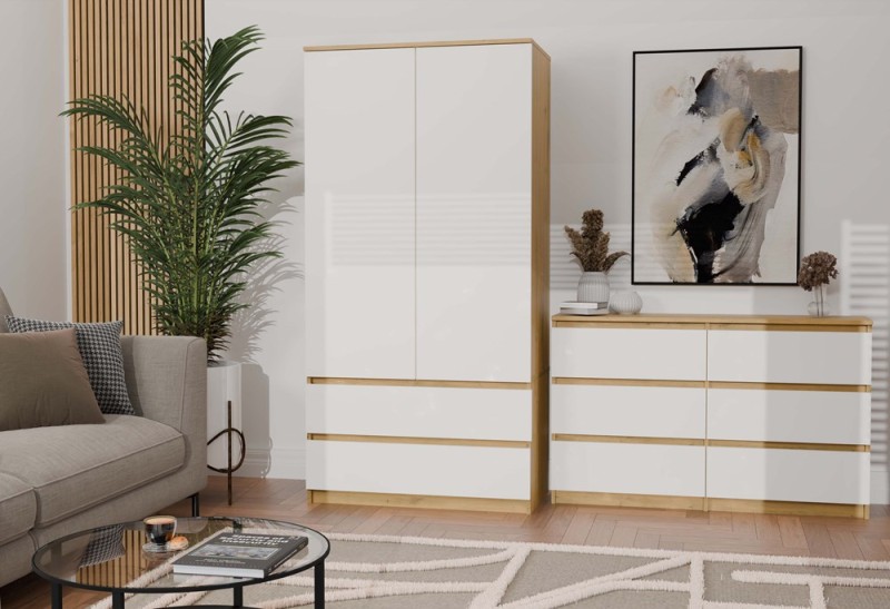 Komoda Malwa M6 120 cm z szufladami do salonu dąb artisan/biały