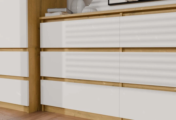 Komoda Malwa M6 140 cm z szufladami do salonu dąb artisan/biały