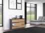 Komoda Malwa M6 120 cm z szufladami do salonu antracyt/dąb artisan