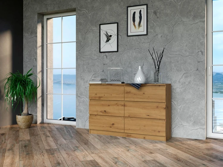 Komoda Malwa M6 120 cm z szufladami do salonu dąb artisan