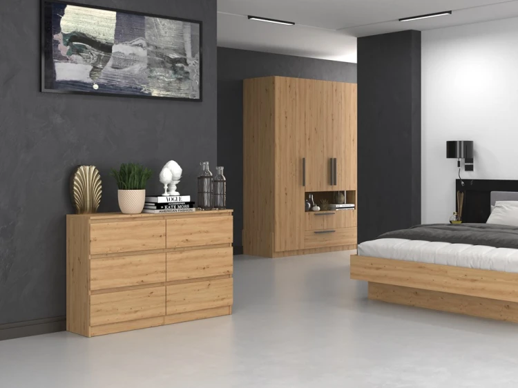 Komoda Malwa M6 120 cm z szufladami do salonu dąb artisan