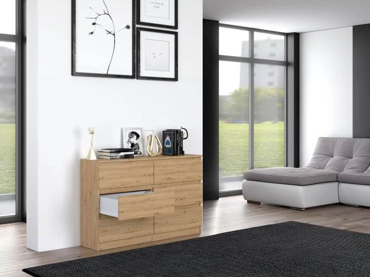 Komoda Malwa M6 120 cm z szufladami do salonu dąb artisan