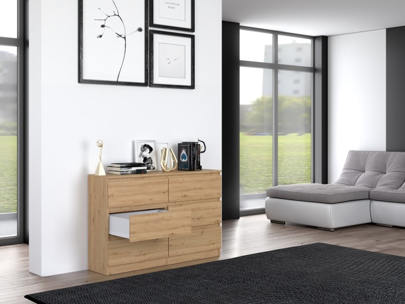 Komoda Malwa M6 120 cm z szufladami do salonu dąb artisan