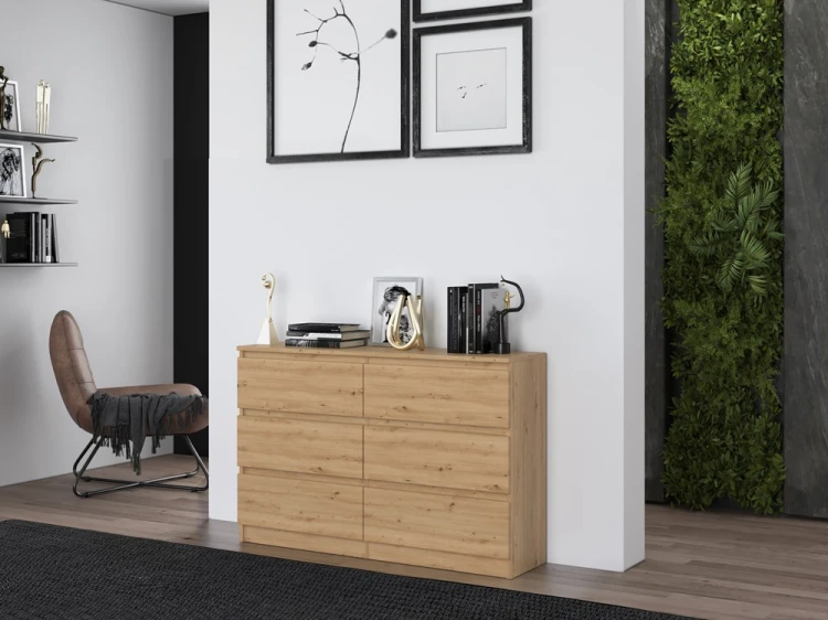 Komoda Malwa M6 120 cm z szufladami do salonu dąb artisan