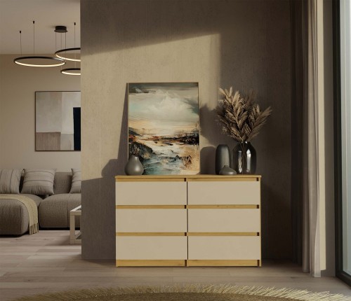 Komoda Malwa M6 120 cm z szufladami do salonu dąb artisan/kaszmir