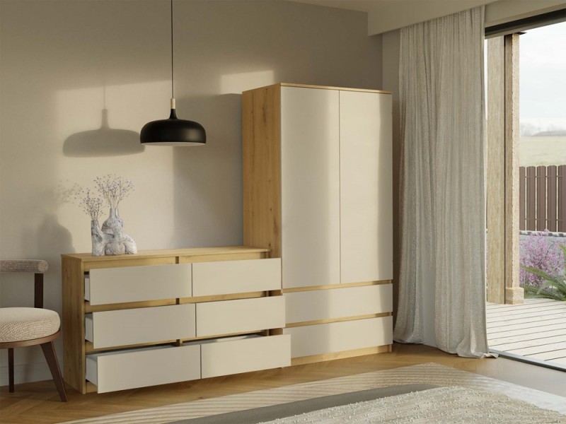 Komoda Malwa M6 120 cm z szufladami do salonu dąb artisan/kaszmir