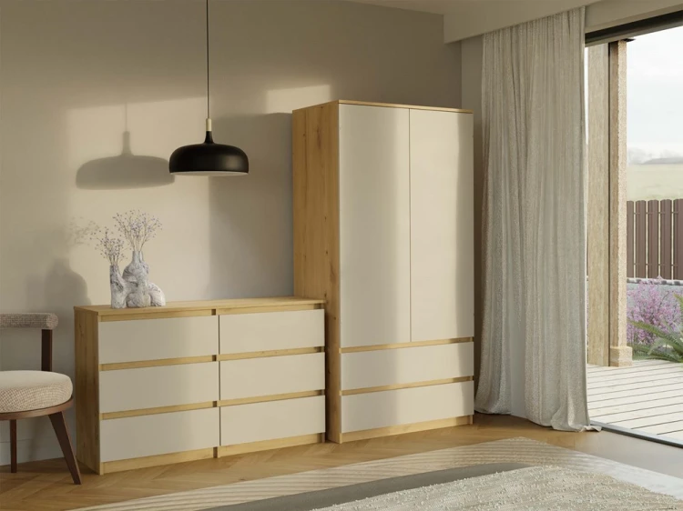 Komoda Malwa M6 120 cm z szufladami do salonu dąb artisan/kaszmir