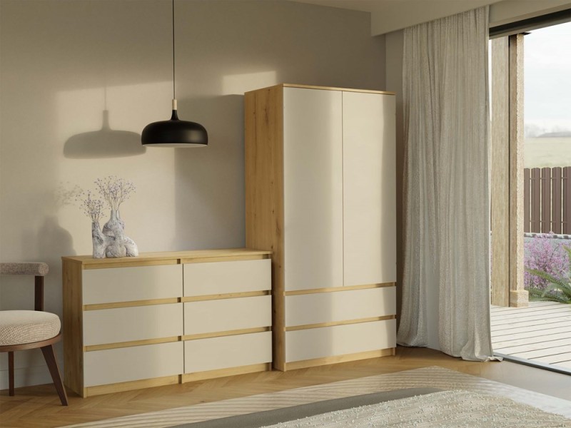Komoda Malwa M6 120 cm z szufladami do salonu dąb artisan/kaszmir