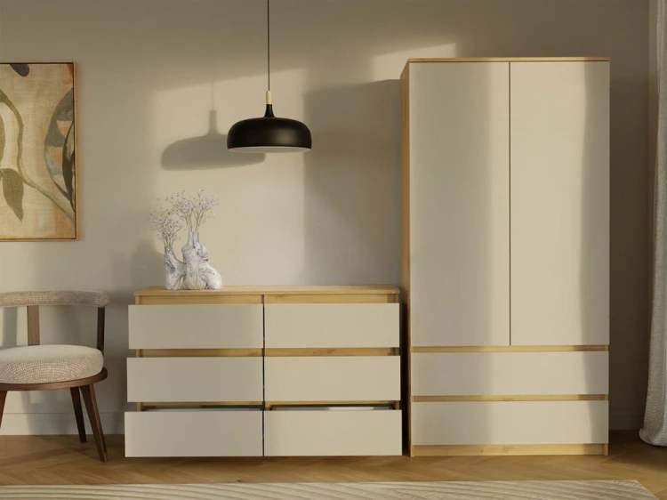 Komoda Malwa M6 120 cm z szufladami do salonu dąb artisan/kaszmir