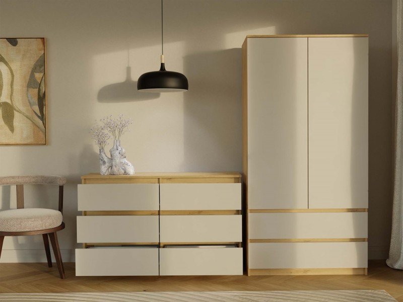 Komoda Malwa M6 120 cm z szufladami do salonu dąb artisan/kaszmir