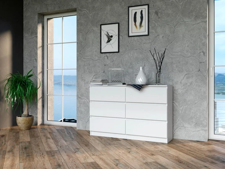 Komoda Malwa M6 120 cm z szufladami do salonu biały