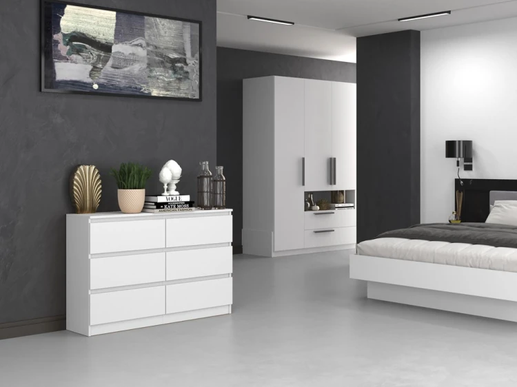 Komoda Malwa M6 120 cm z szufladami do salonu biały