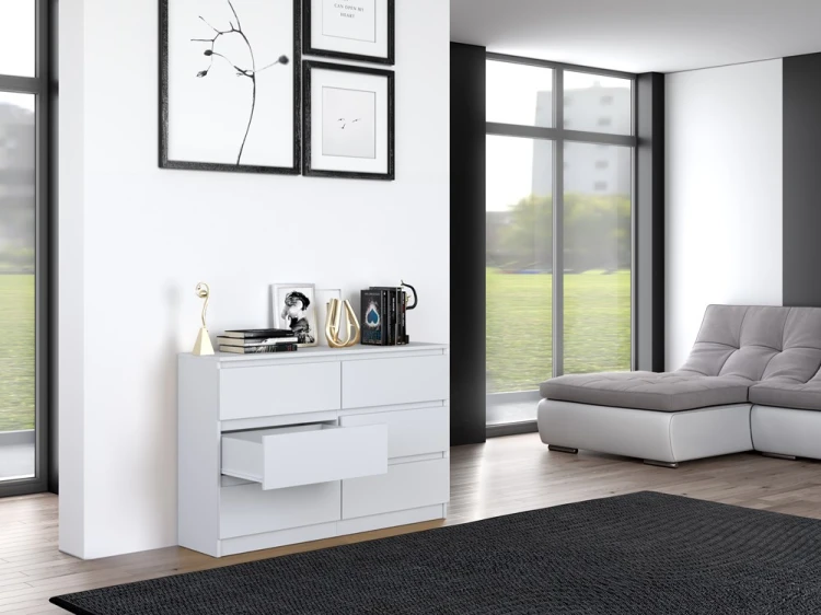 Komoda Malwa M6 120 cm z szufladami do salonu biały