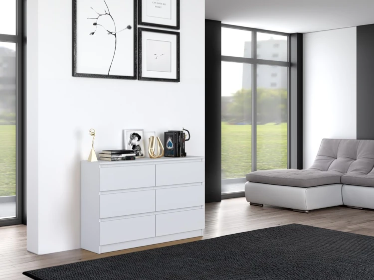 Komoda Malwa M6 120 cm z szufladami do salonu biały