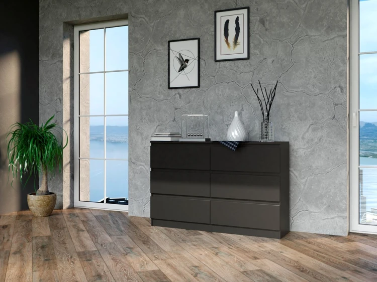 Komoda Malwa M6 120 cm z szufladami do salonu czarny