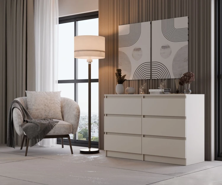 Komoda Malwa M6 120 cm z szufladami do salonu kaszmir