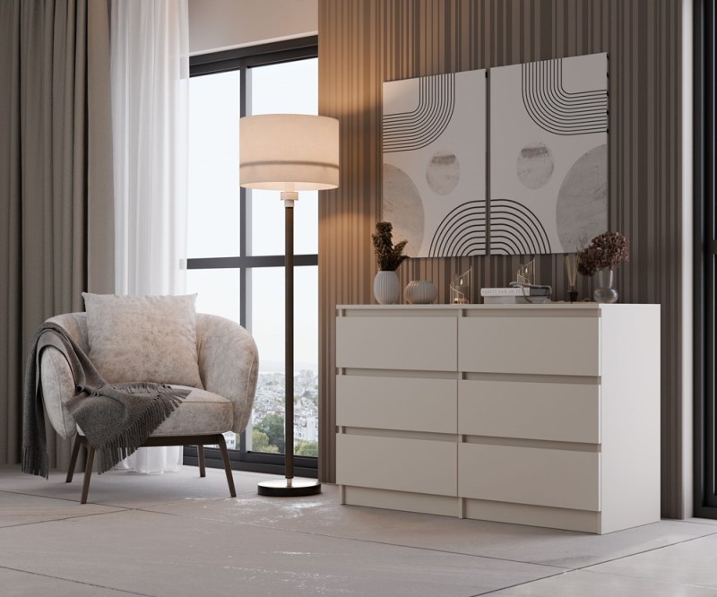 Komoda Malwa M6 120 cm z szufladami do salonu kaszmir