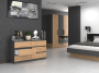 Komoda Malwa M6 140 cm z szufladami do salonu antracyt/dąb artisan