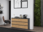 Komoda Malwa M6 140 cm z szufladami do salonu antracyt/dąb artisan