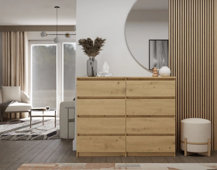 Komoda Malwa M8 120 cm z szufladami do salonu dąb artisan