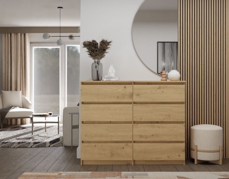 Komoda Malwa M8 120 cm z szufladami do salonu dąb artisan