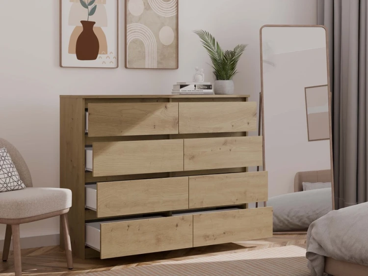 Komoda Malwa M8 120 cm z szufladami do salonu dąb artisan