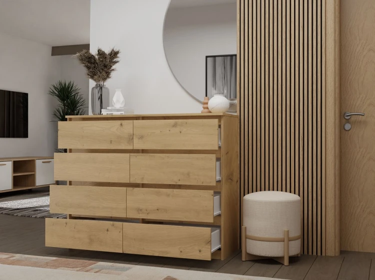 Komoda Malwa M8 120 cm z szufladami do salonu dąb artisan