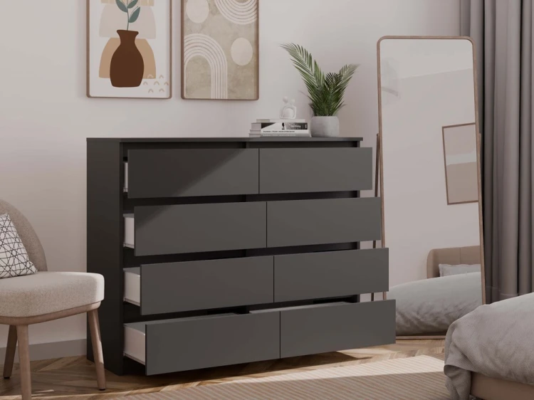 Komoda Malwa M8 120 cm z szufladami do salonu czarny