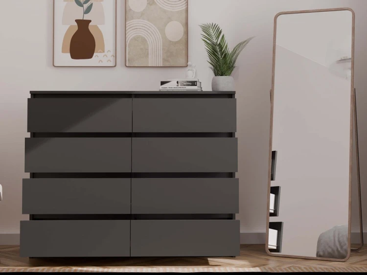 Komoda Malwa M8 120 cm z szufladami do salonu czarny
