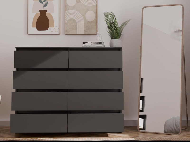 Komoda Malwa M8 120 cm z szufladami do salonu czarny