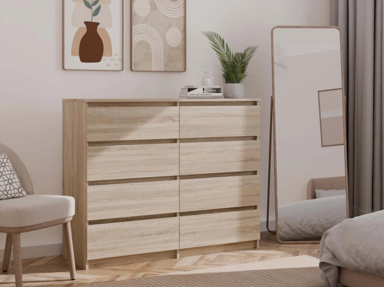 Komoda Malwa M8 120 cm z szufladami do salonu dąb sonoma