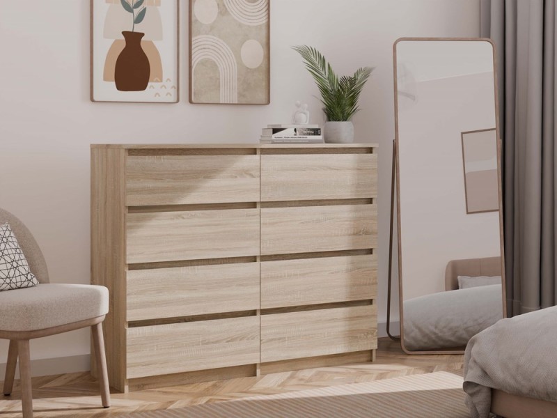 Komoda Malwa M8 120 cm z szufladami do salonu dąb sonoma