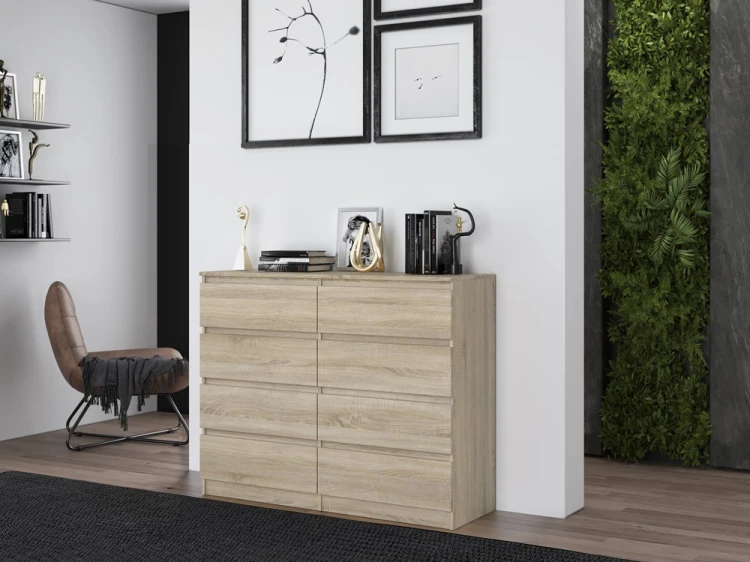 Komoda Malwa M8 120 cm z szufladami do salonu dąb sonoma